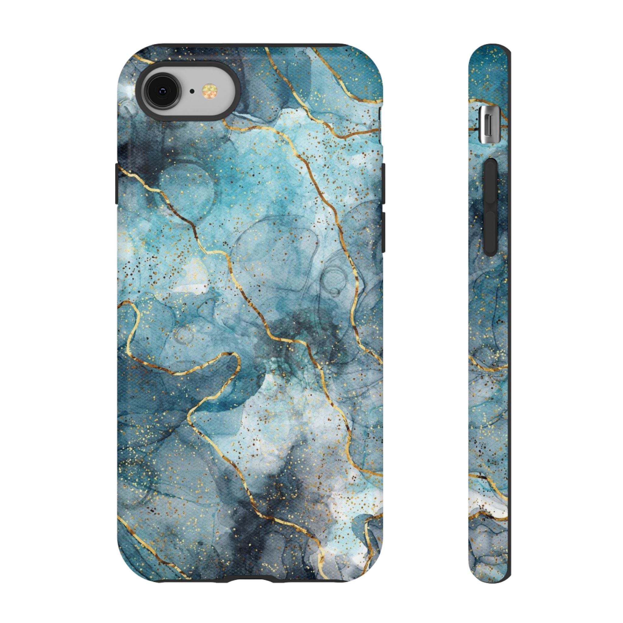 Blue Gold Marble Tough Phone Case